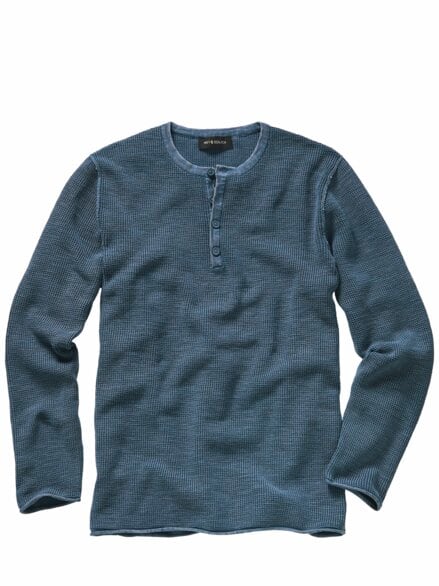 Waffle-Knit-Henley indigo Waffle-Knit-Henley indigo