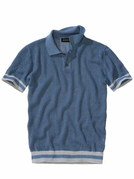 Marmor-Strickpolo ozeanblau