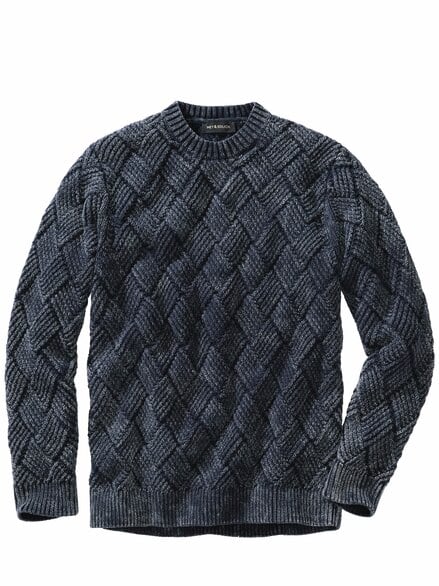Flechtwerk-Pullover ozeanblau/gischt