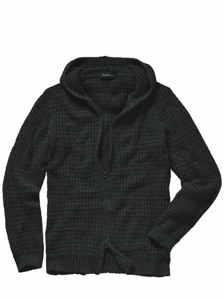 Waffel-Cardigan FE schwarz