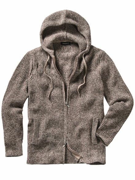 Italienischer Kapuzencardigan braunmelange