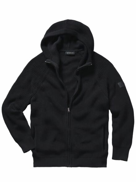 Gestrickte Kapuzenjacke piratenschwarz Gestrickte Kapuzenjacke piratenschwarz