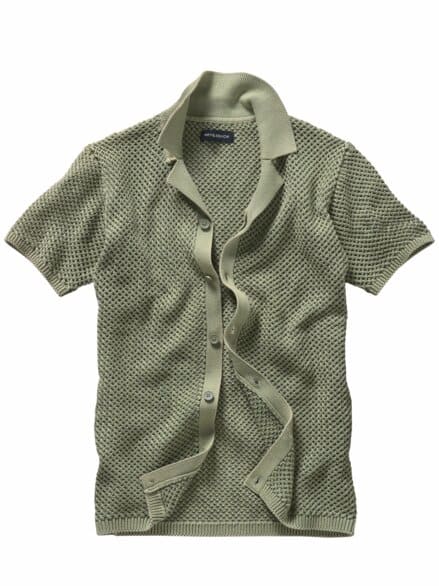 Waben-Strickpolo pistazienkern