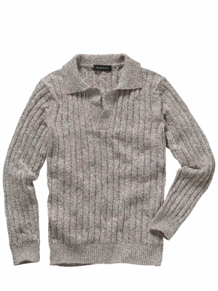 Tricolor-Polo mint/bordeaux/weiß-melange Tricolor-Polo mint/bordeaux/weiß-melange