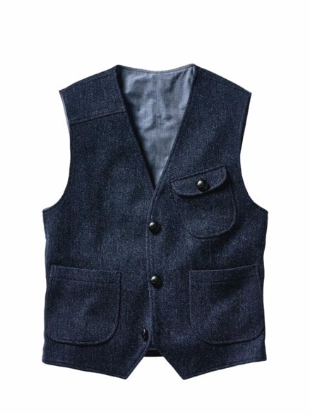 Portugiesische Tweed-Weste atlantikblau Portugiesische Tweed-Weste atlantikblau