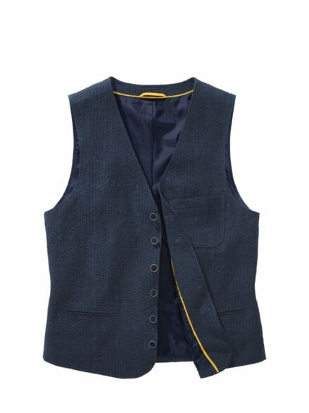 Seersucker-Leinenweste indigo