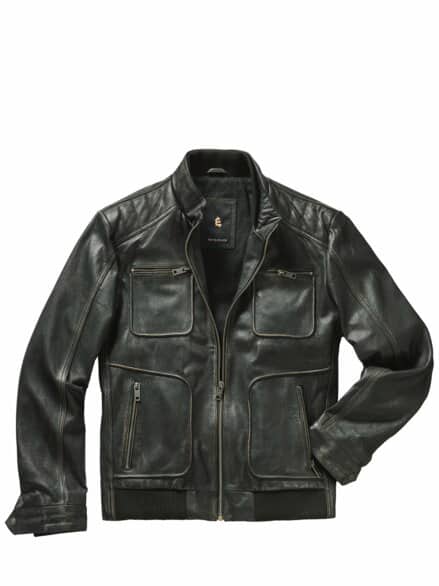 Rub-off-Lederjacke lakritz