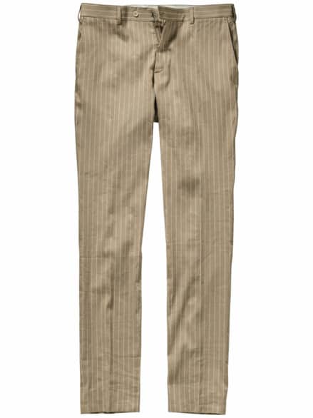 Kristallklare Leinenanzughose Streifen sandstein-beige