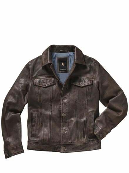 Jeans-Lederjacke walnuss