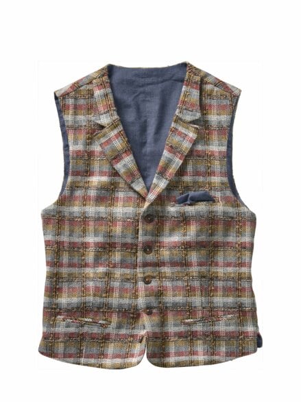 Youngtimer-Weste Karo rost/blau