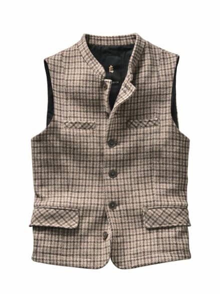 Handverlesene Weste Karo wollbeige/wollbraun