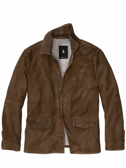 Chore-Lederjacke nougat