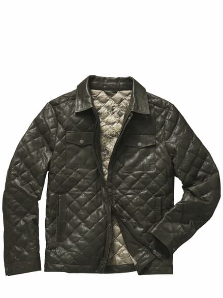 Stepplederjacke olive