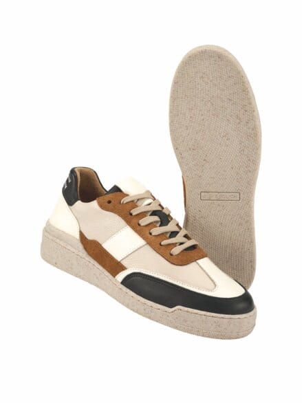 Edel-Sneaker naturweiß/brandy