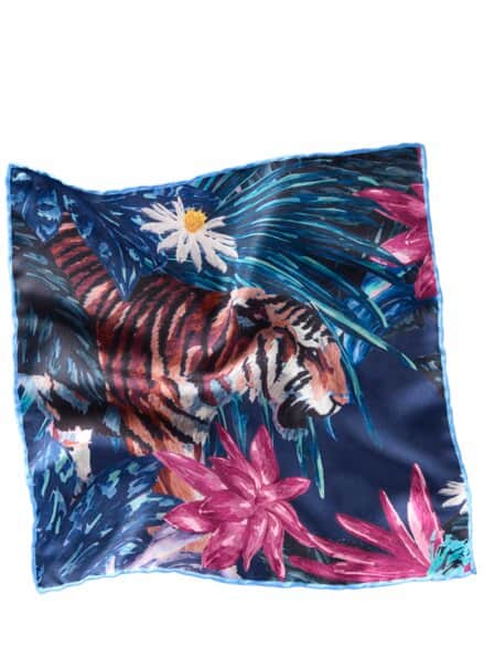 Salontiger-Einstecktuch Print dschungelblau