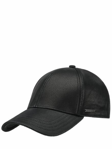 Leder-Baseballcap nachtschwarz