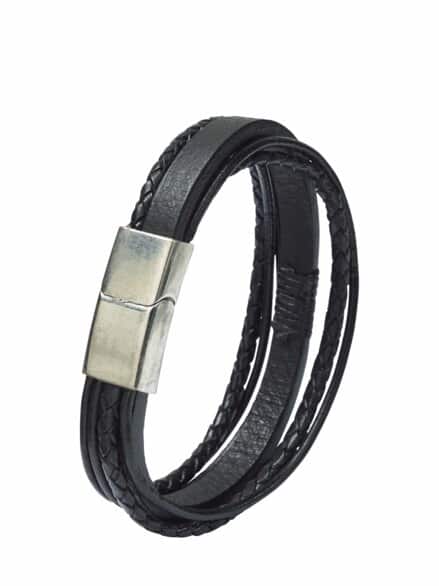 Leder-Armband rabenschwarz