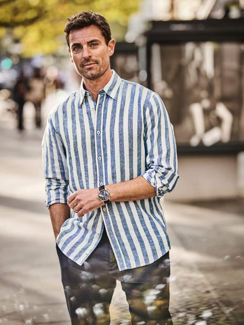 Mediterranes Streifenhemd Streifen blau/weiß