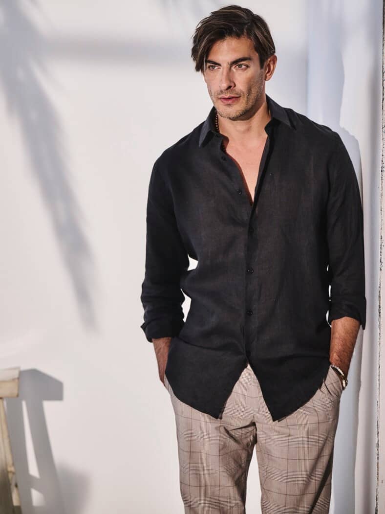 Prestige-Leinenhemd würdig-schwarz