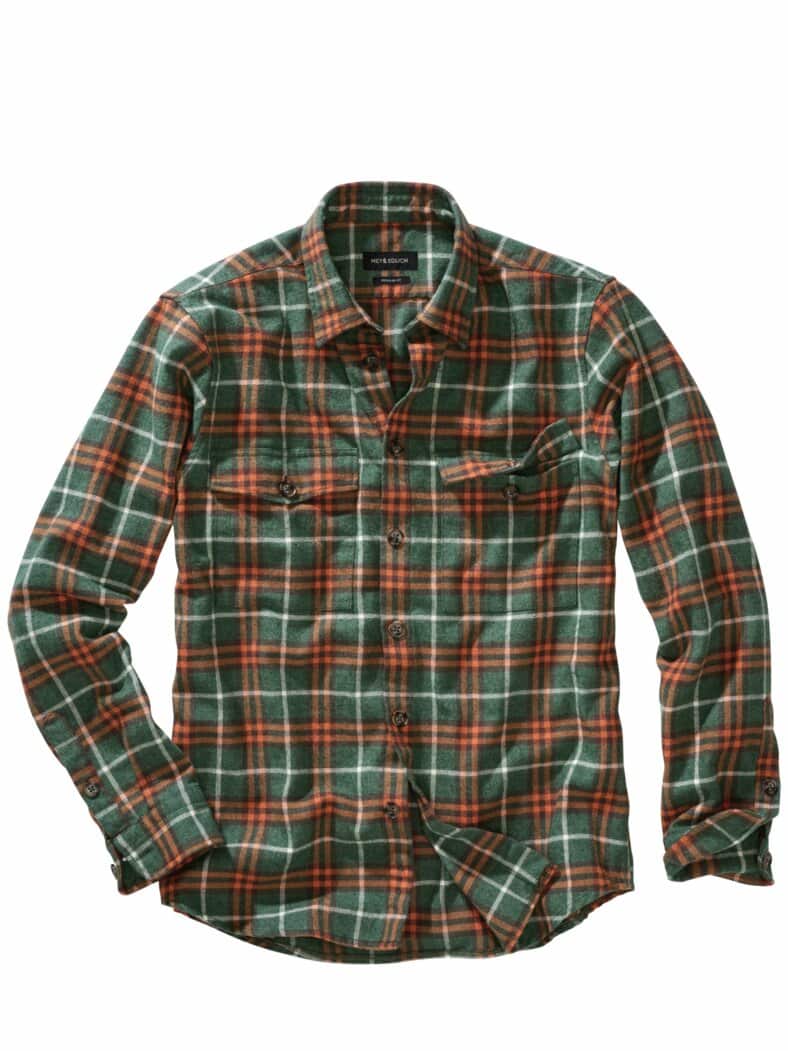 Kerniges Karohemd waldgrün/orange