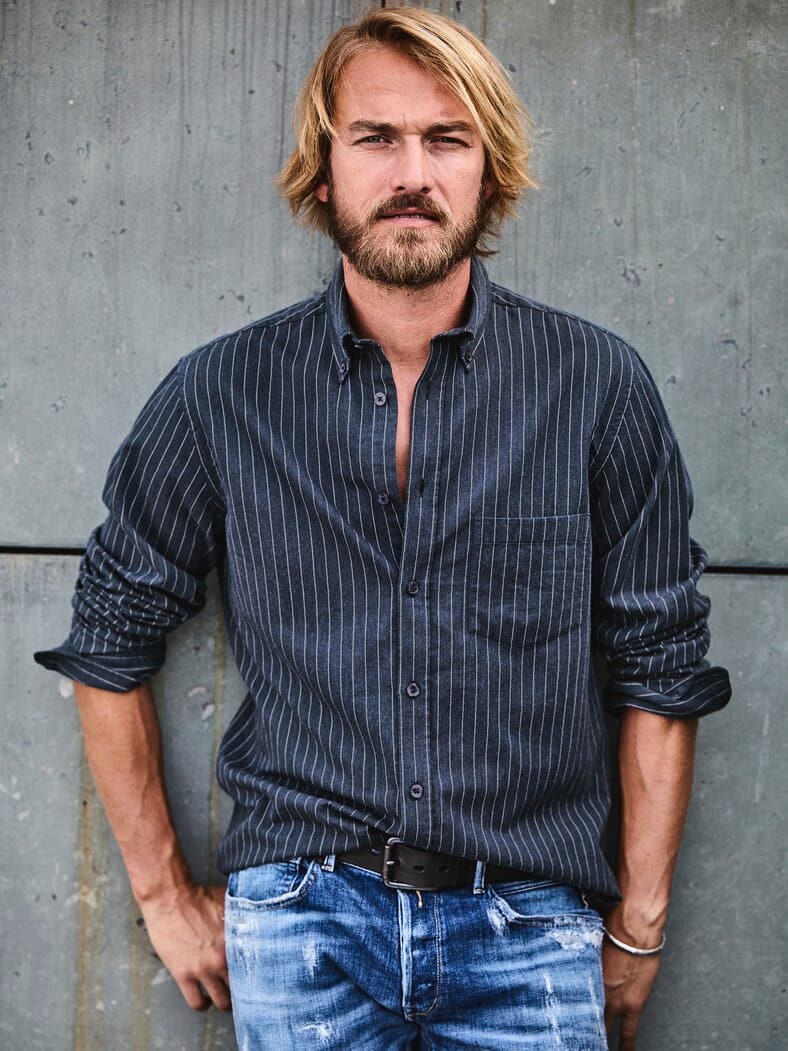 Business-Flanellhemd Streifen businessblau