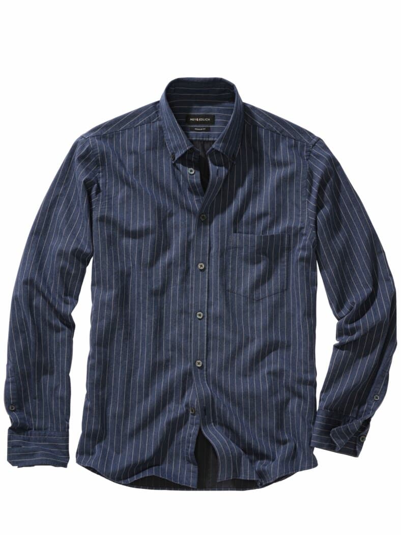 Business-Flanellhemd Streifen businessblau
