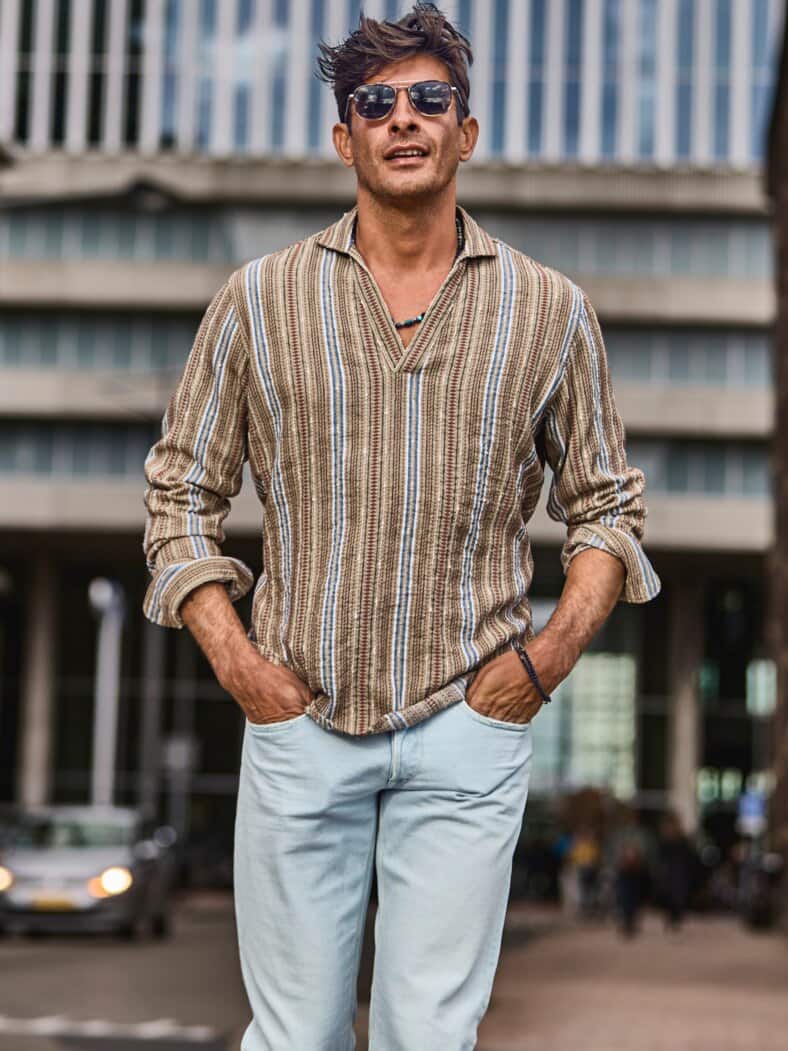 Italo-Schlupfhemd terra/azzurro