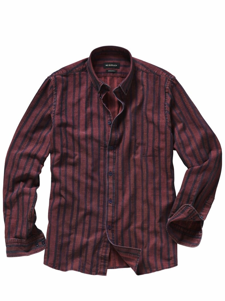 Streiftour-Hemd bordeaux-denim