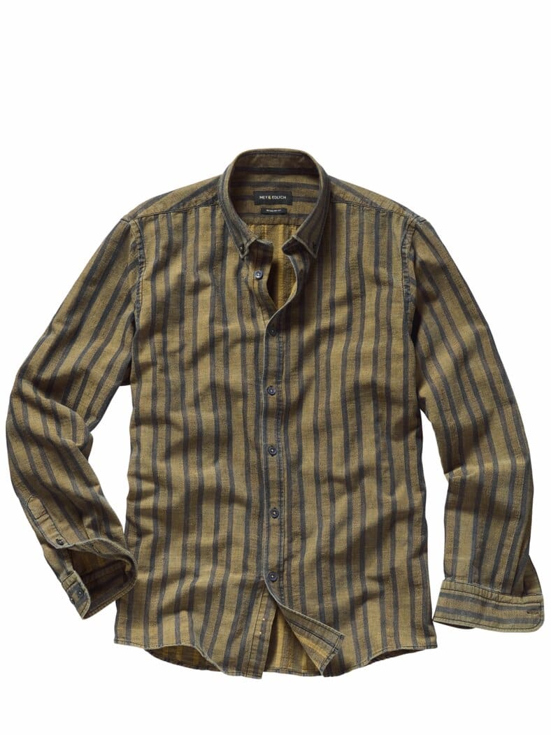 Streiftour-Hemd messing-denim