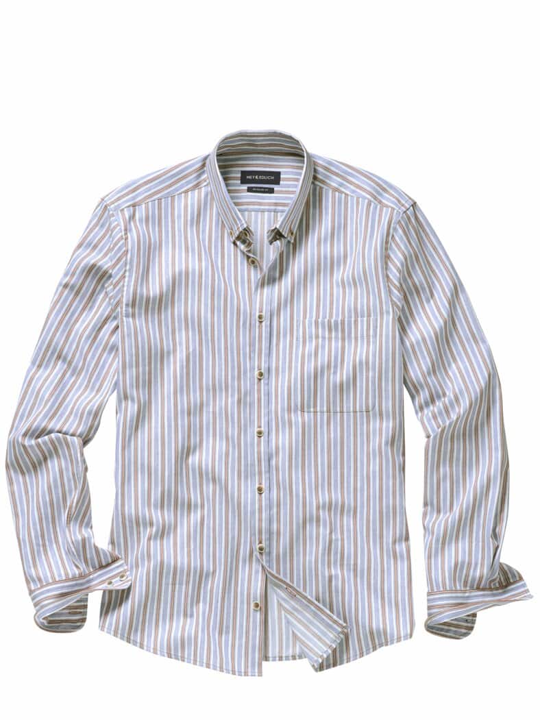 Dünenstreifen-Hemd stahlblau/bronze