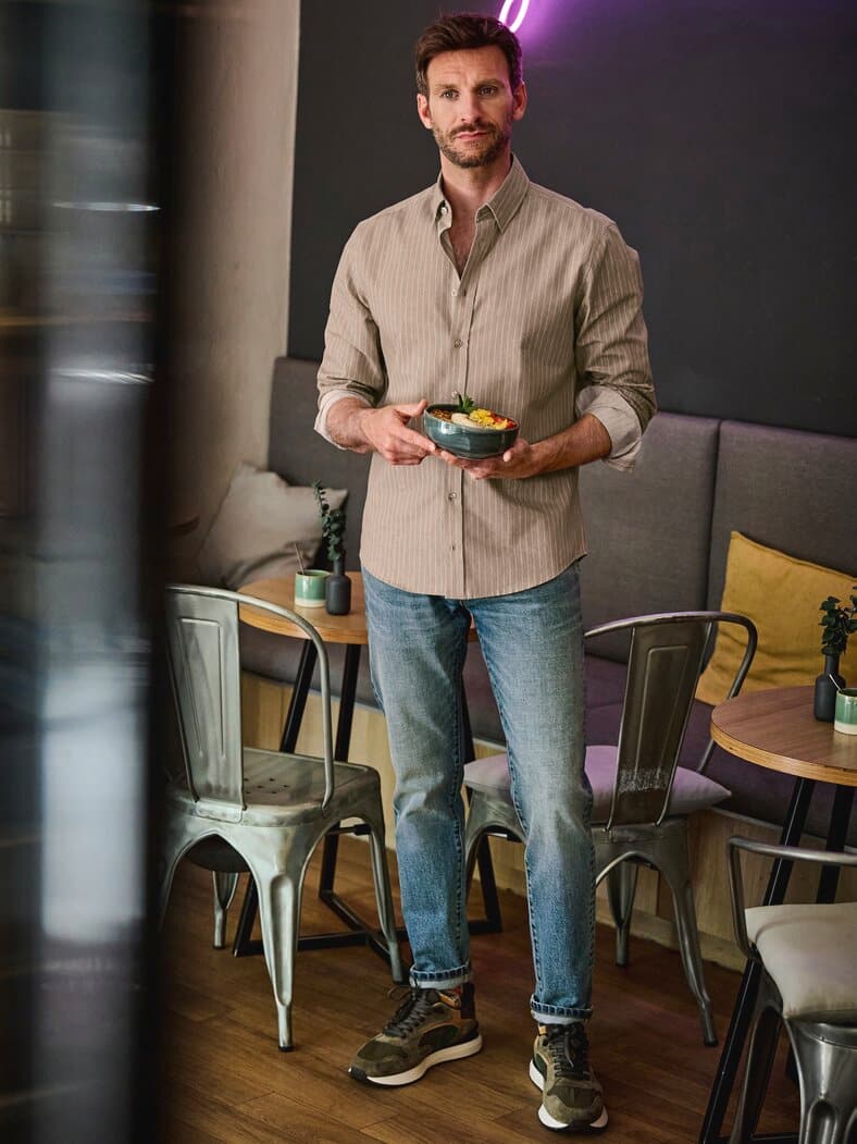 Nadelstreifenshirt Basta sandstein