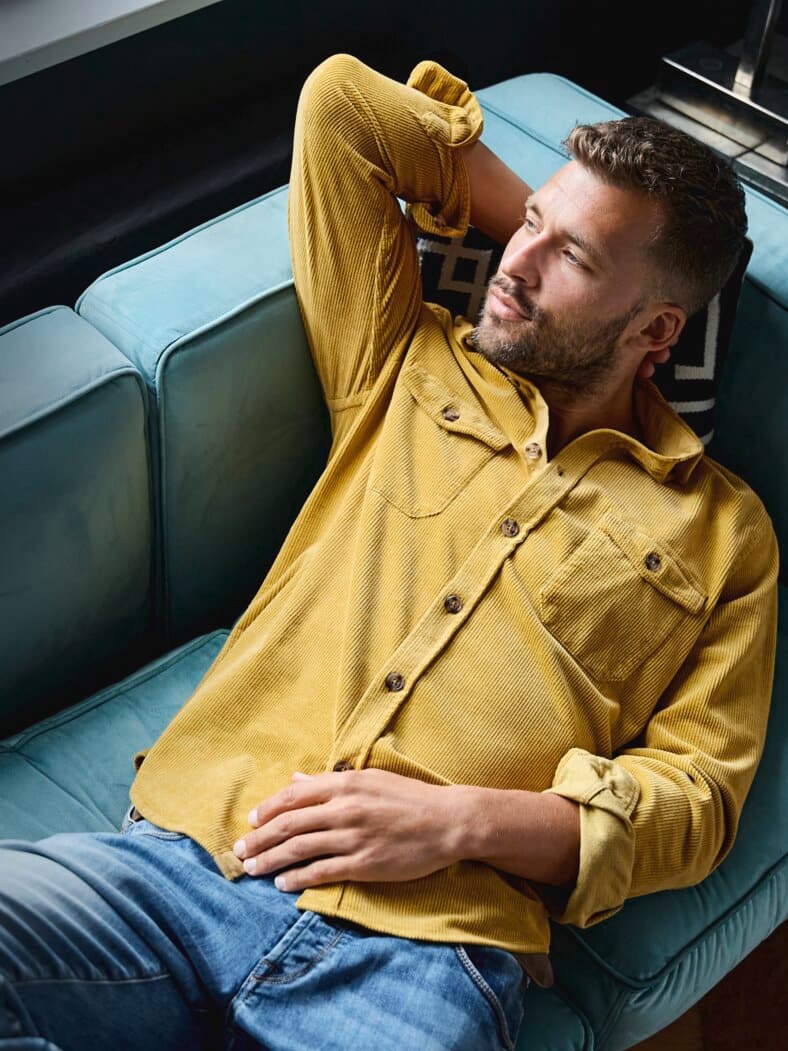 Samtrippen-Cordhemd messing