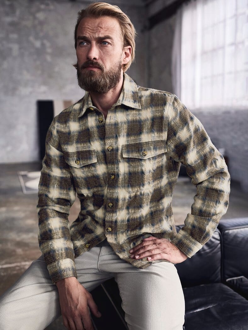 Bitte-nicht-bügeln-Overshirt braunkaro