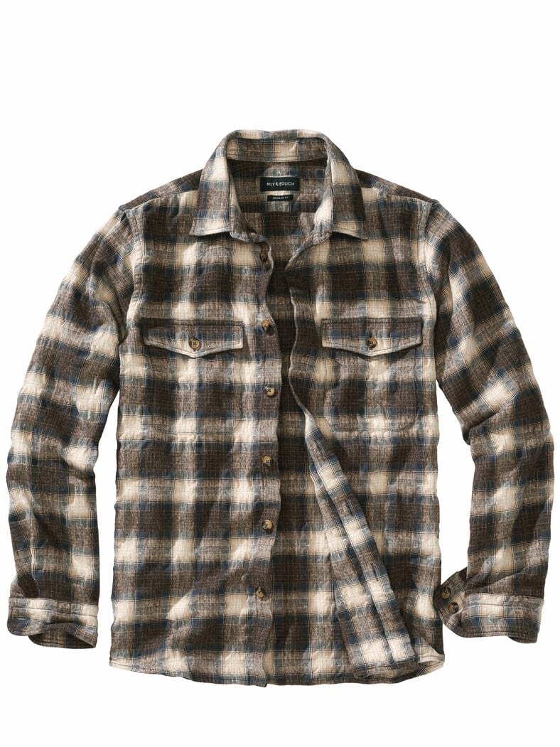 Bitte-nicht-bügeln-Overshirt braunkaro