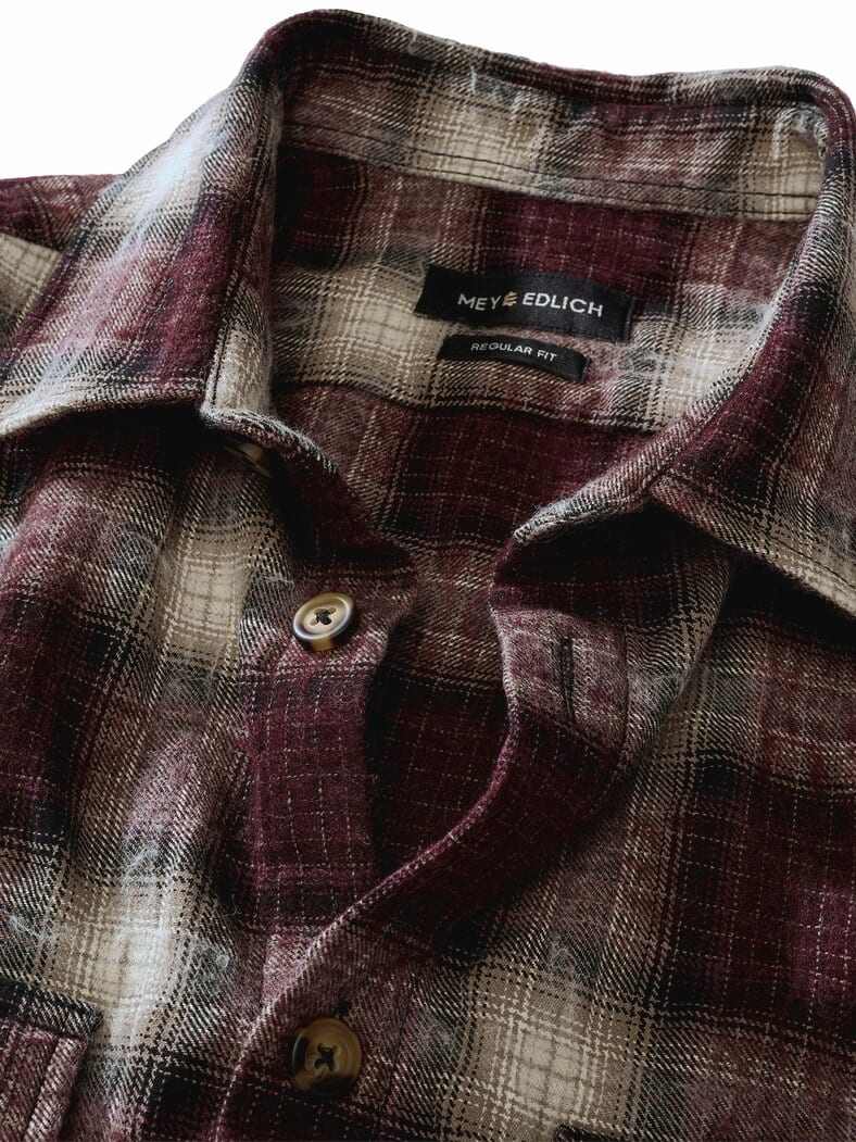 Bitte-nicht-bügeln-Overshirt bordeauxkaro