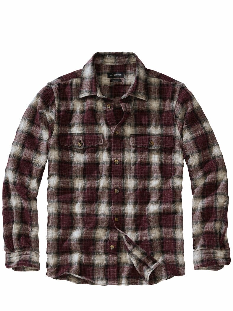 Bitte-nicht-bügeln-Overshirt bordeauxkaro