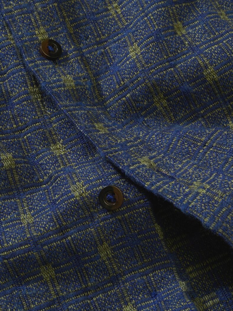 Mosaik-Jacquard-Hemd urbanblau/olive