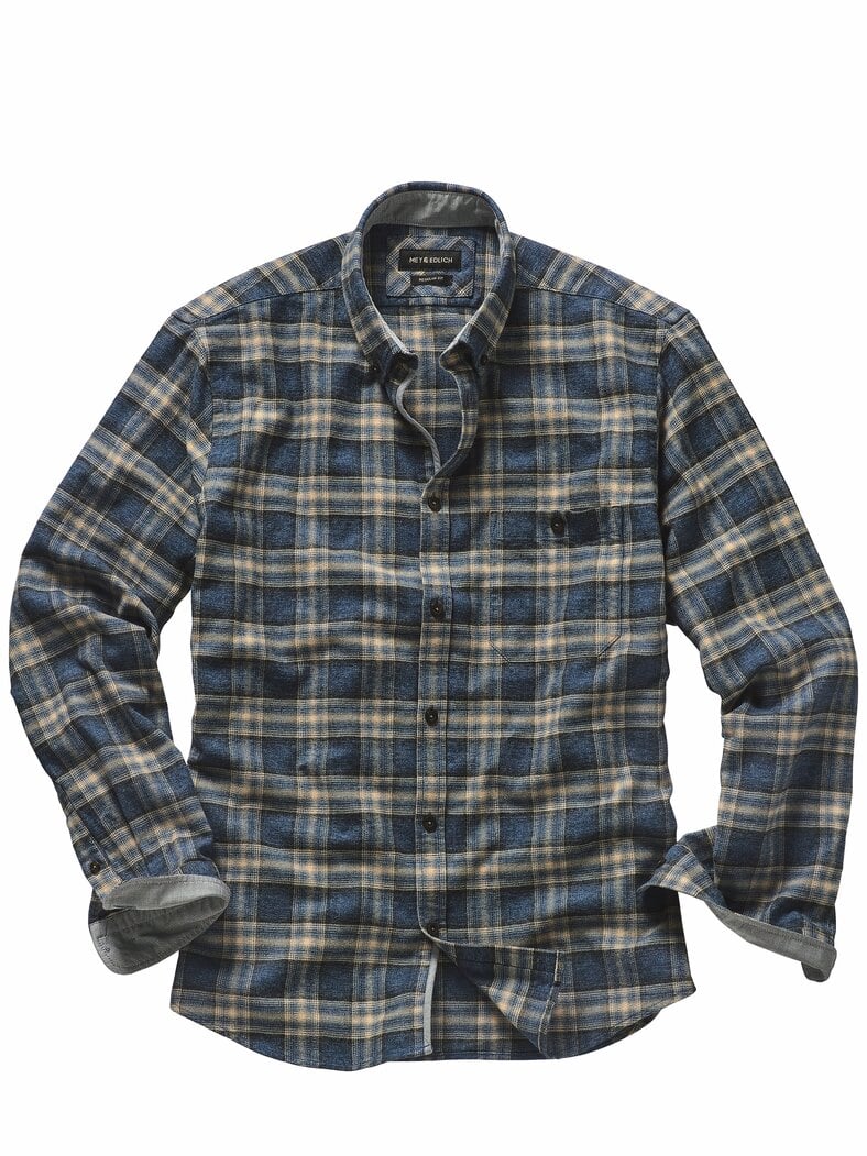 Geradliniges Flanellhemd denim-karo