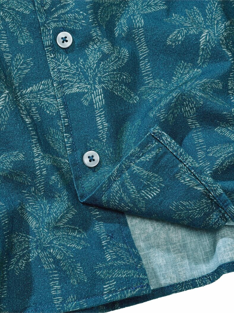 Palmen-Resorthemd tropenblau