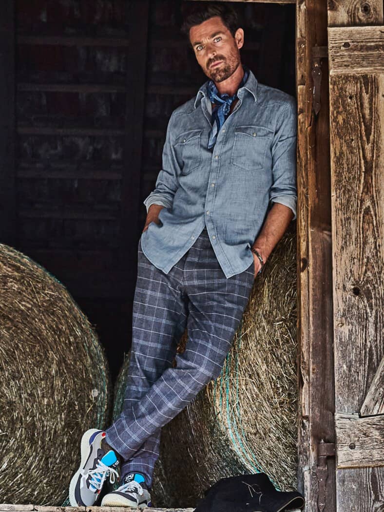 Staubfreies Westernshirt rodeoblau