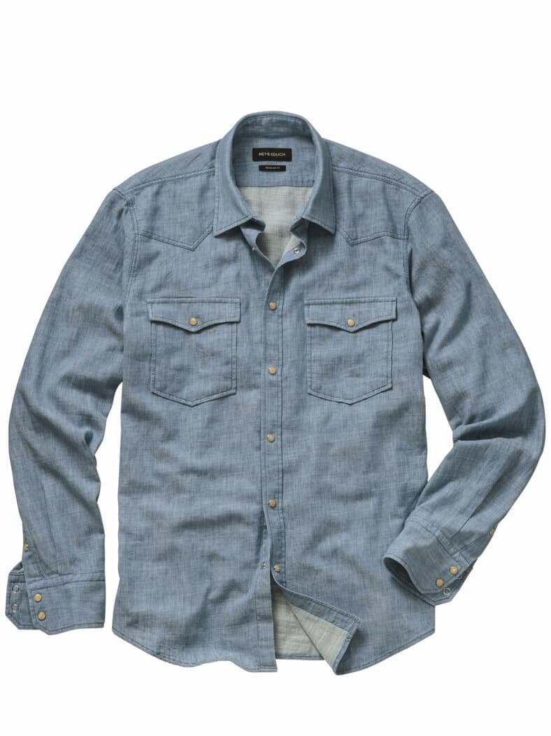 Staubfreies Westernshirt rodeoblau