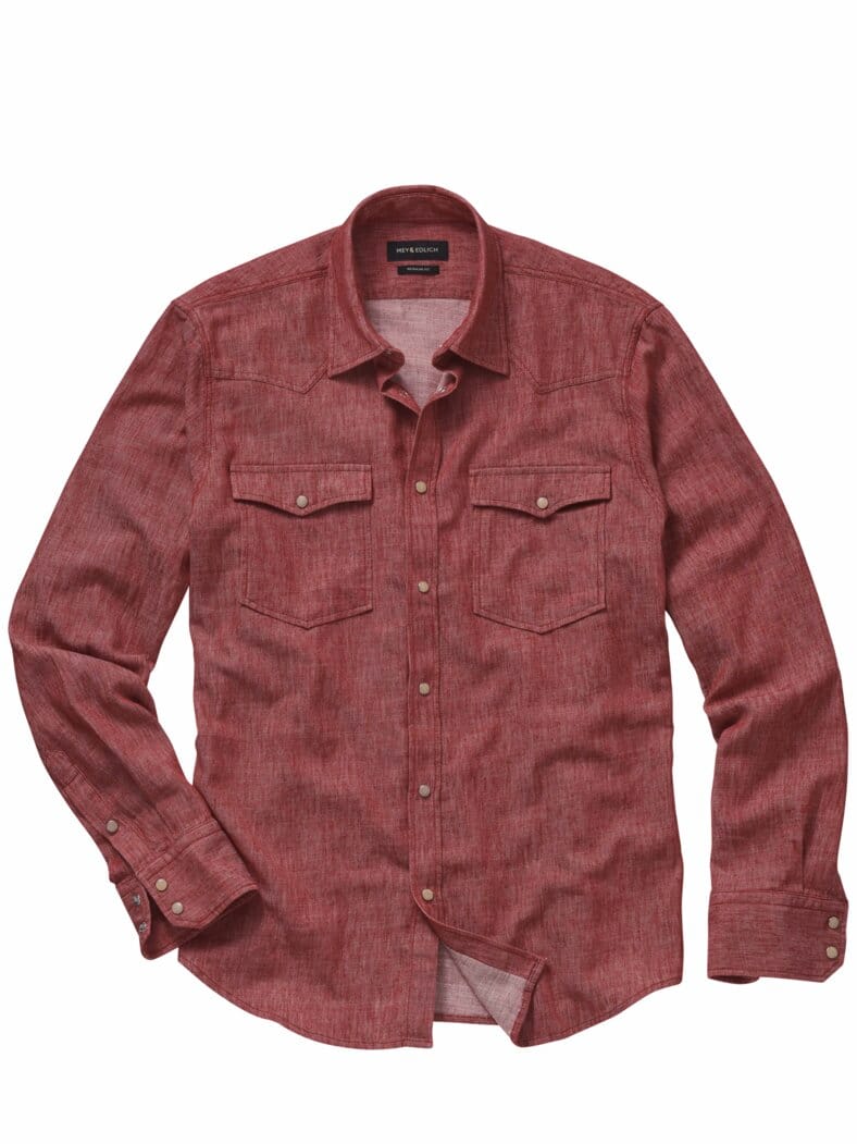 Staubfreies Westernshirt rodeorot