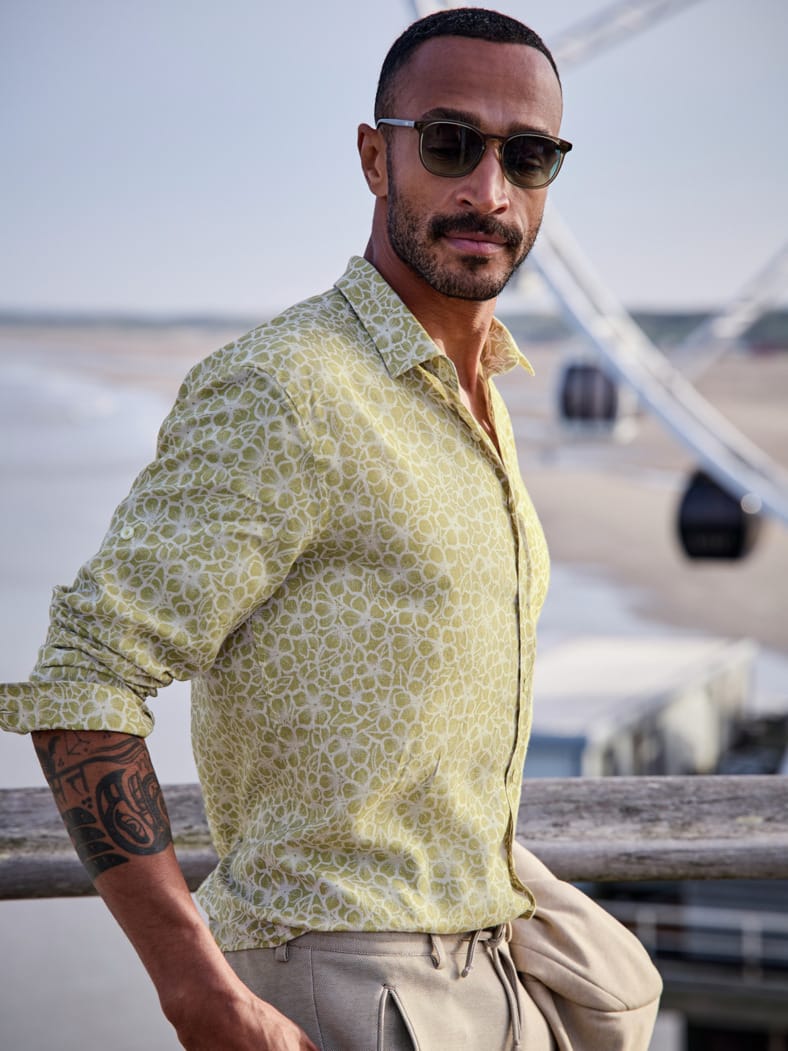 Blumenmosaik-Hemd grünstein