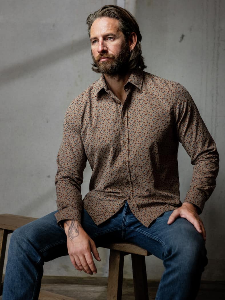 Bodenbedecker-Hemd Print erdbraun