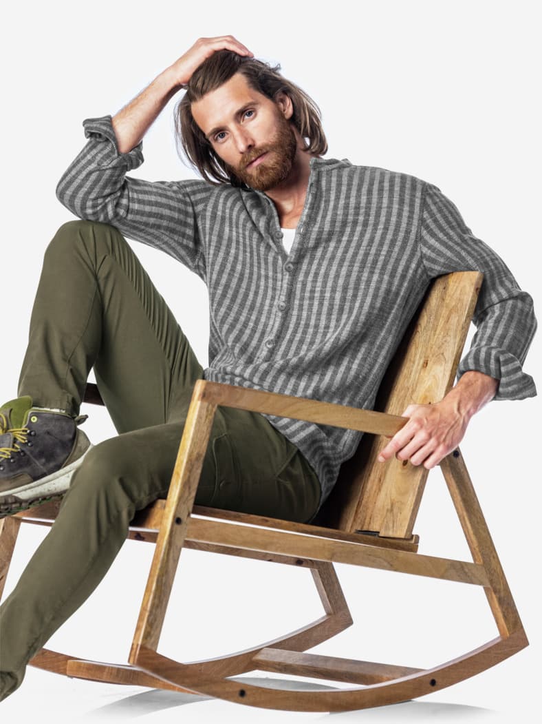 Bildhauerhemd Streifen skulpturgrau