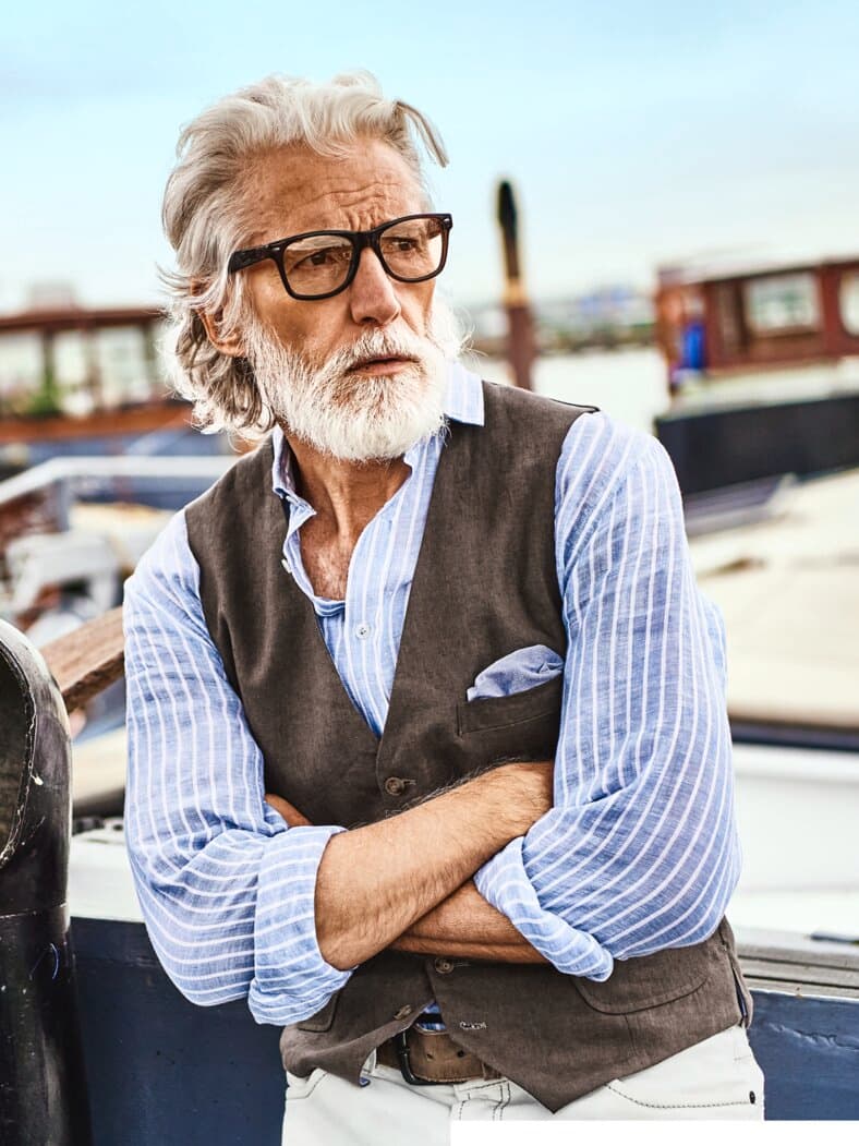 Mittelmeerhemd Streifen meerblau