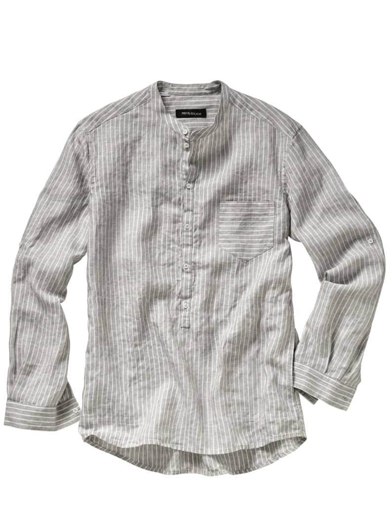 Fischerhemd Streifen grau/weiß