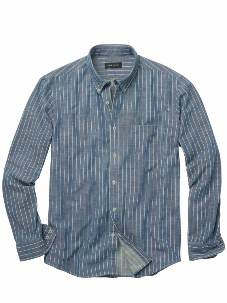 Zwei-Welten-Jeanshemd Streifen blau