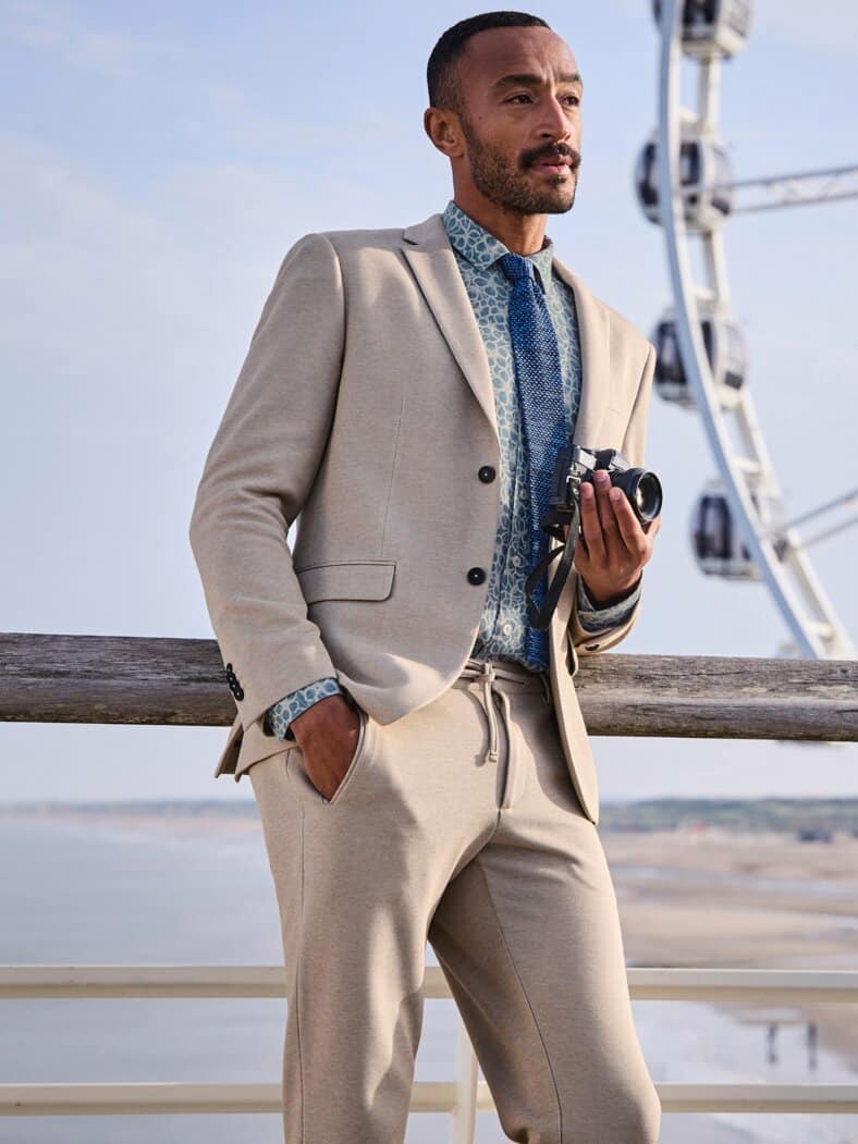 Blumenmosaik-Hemd basaltblau