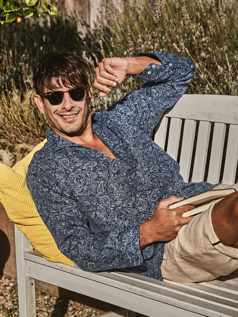 Wild-und-frei-Leinenhemd tiefseetöne